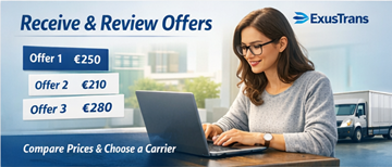 Osoba prywatna przeglądająca oferty transportowe od przewoźników na platformie ExusTrans